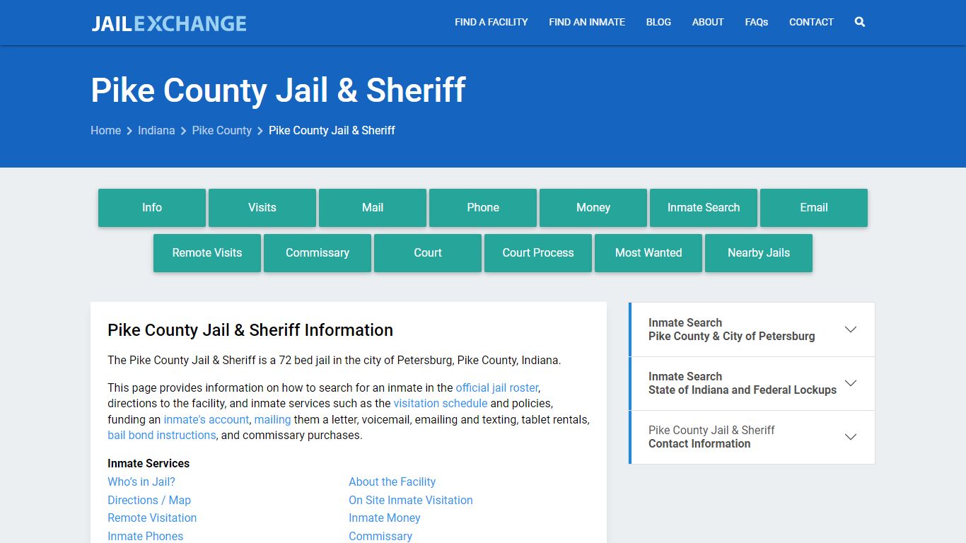 Pike County Jail & Sheriff, IN Inmate Search, Information