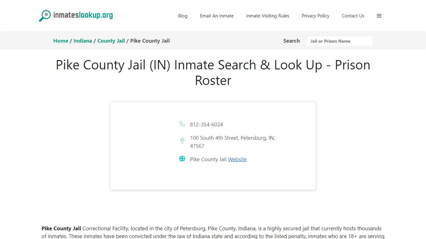 Pike County Jail (IN) Inmate Search & Look Up - Prison Roster